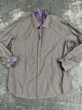 Sugar Mens Brown Geometric Paisley Long Sleeve Button-Up Shirt XXL